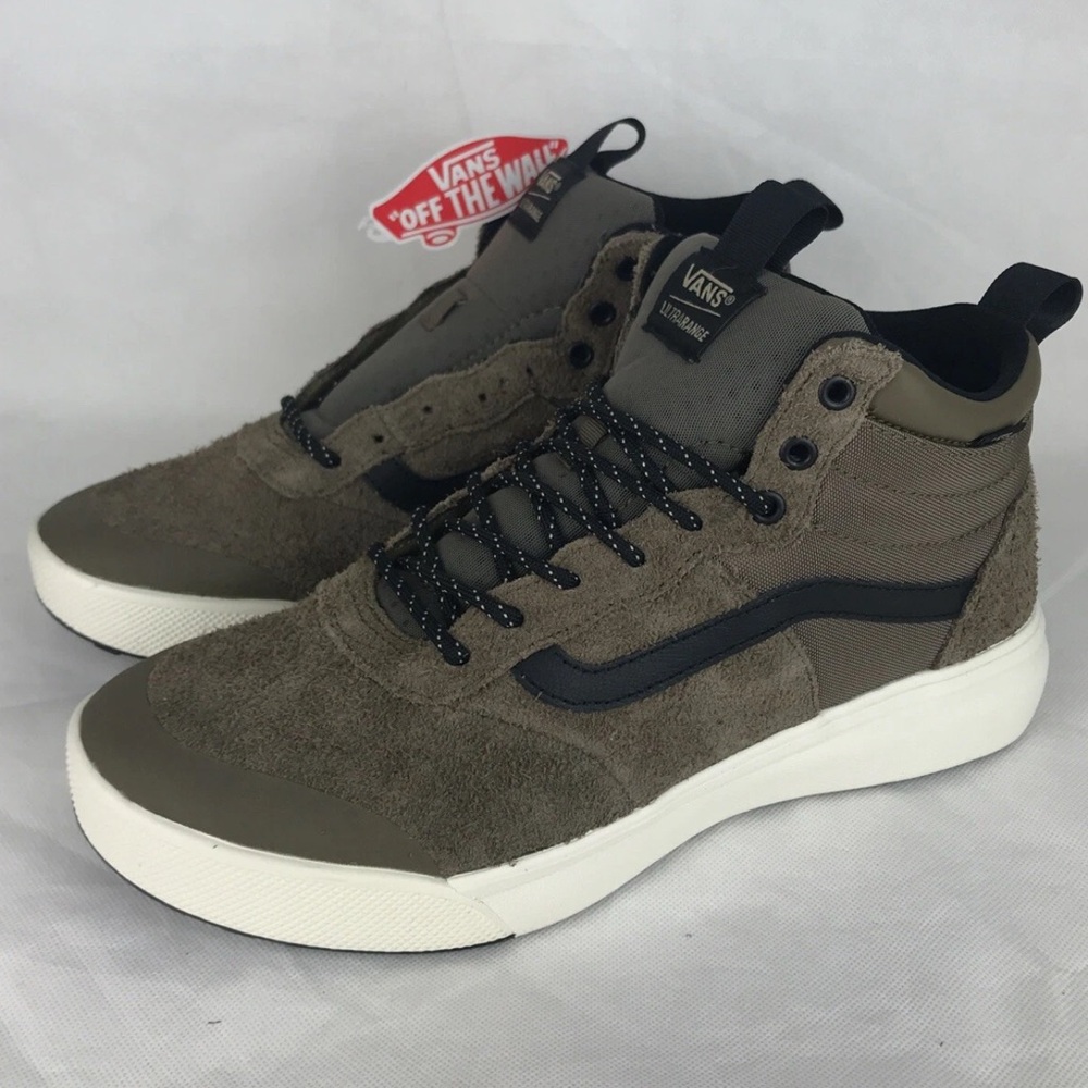 Vans Men's Olive and Black High-Top Sneakers